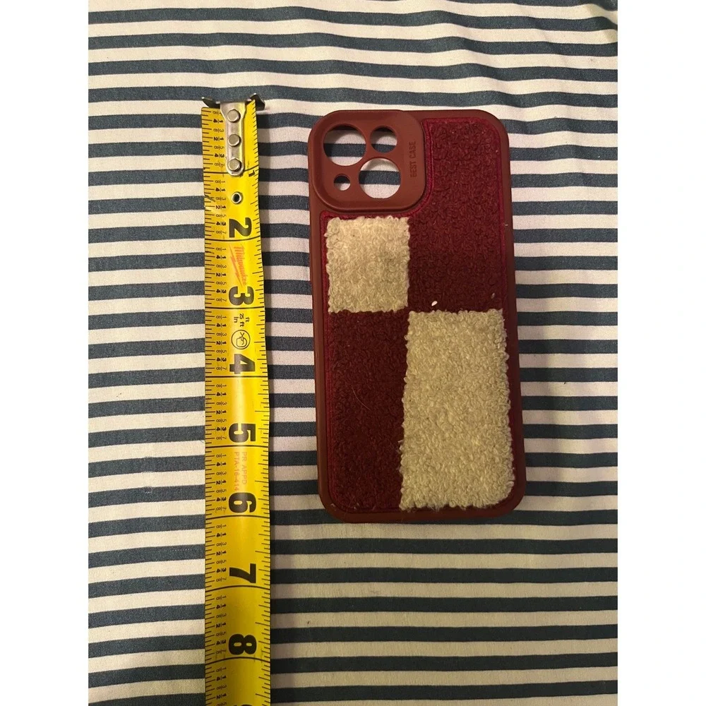 Best Case iPhone 13 Phone Case Red White Checkered Sherpa Fleece Retro Cozy